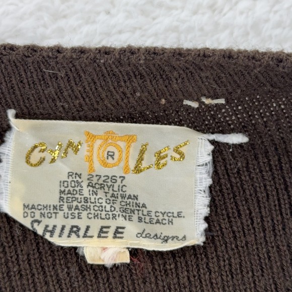 Vintage Cyn Les Shirlee Designs Embroidered Giraffe 2-Sided Sweater Womens S - Picture 4 of 7